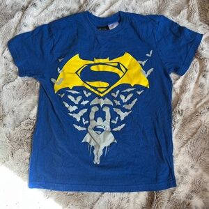 Superman & Batman T-Shirt in Blue - Kids Size Small - Bundle Discount